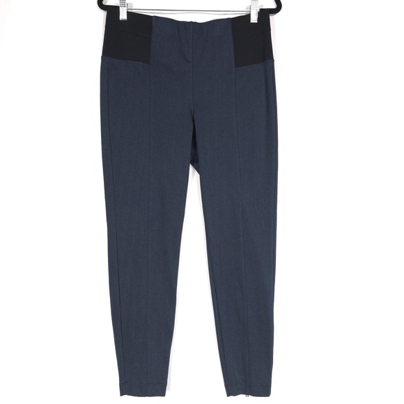 ST. JOHN Women's Pants MEDIUM‎ USA🇺🇸MADE Twill Cotton Blend Zip Back Hem Navy